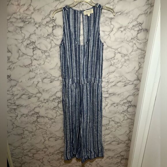 Cloth & Stone Striped Fray Hem Linen Jumpsuit - Picture 2 of 8